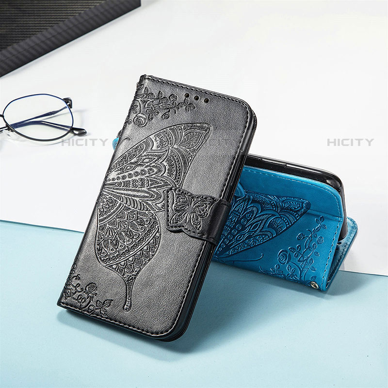 Samsung Galaxy S22 Ultra 5G用手帳型 レザーケース スタンド バタフライ 蝶 カバー サムスン 