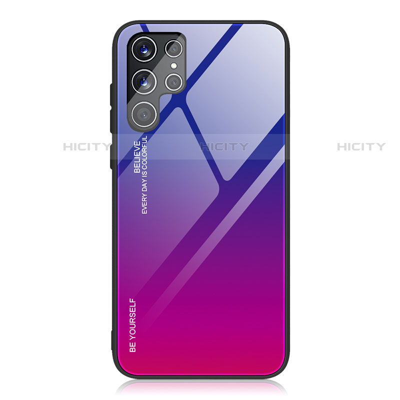 Samsung Galaxy S22 Ultra 5G用ハイブリットバンパーケース プラスチック 鏡面 虹 グラデーション 勾配色 カバー サムスン 