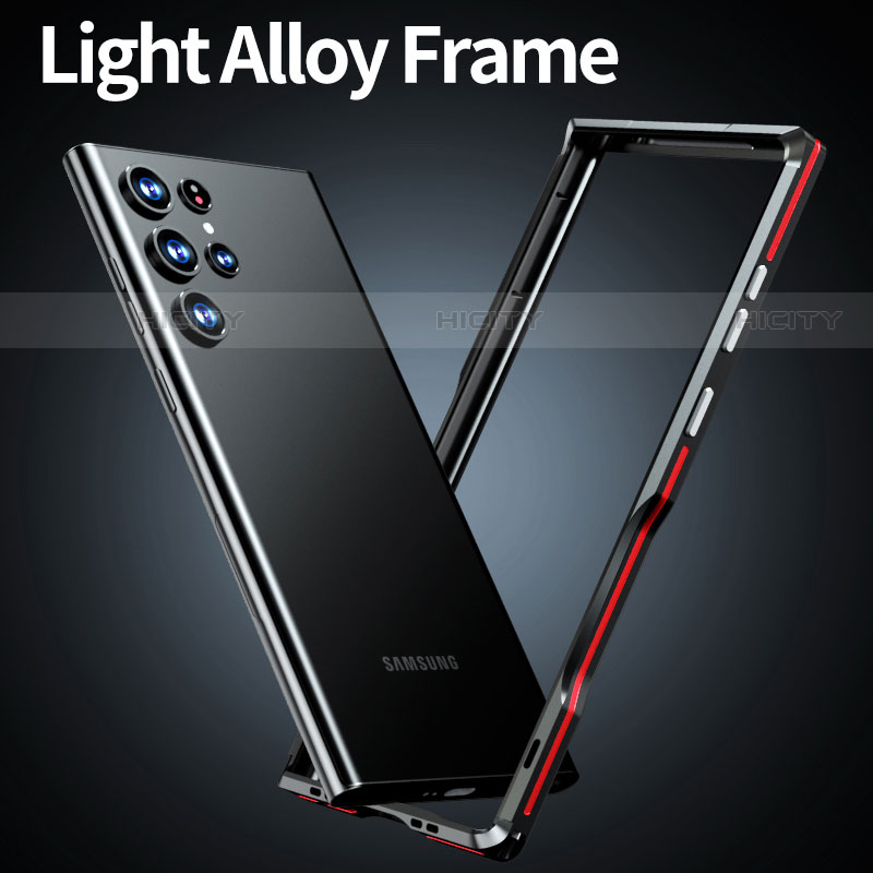 Samsung Galaxy S22 Ultra 5G用ケース 高級感 手触り良い アルミメタル 製の金属製 バンパー カバー A03 サムスン 