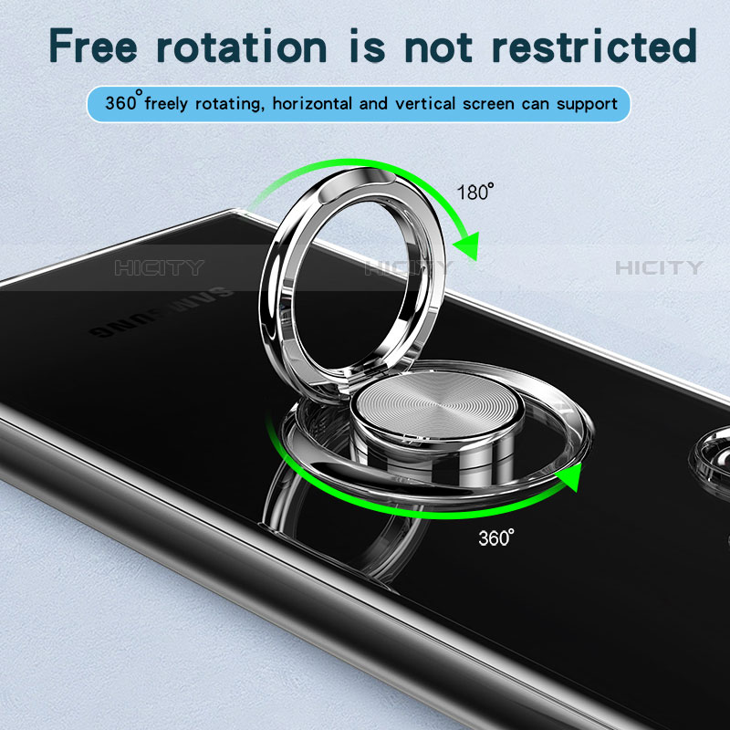 Samsung Galaxy S22 Ultra 5G用極薄ソフトケース シリコンケース 耐衝撃 全面保護 クリア透明 アンド指輪 マグネット式 S04 サムスン 