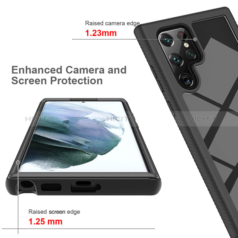 Samsung Galaxy S22 Ultra 5G用360度 フルカバー ハイブリットバンパーケース クリア透明 プラスチック カバー ZJ1 サムスン 