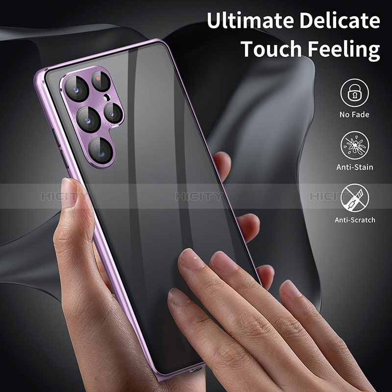 Samsung Galaxy S22 Ultra 5G用ケース 高級感 手触り良い アルミメタル 製の金属製 360度 フルカバーバンパー 鏡面 カバー LK2 サムスン 