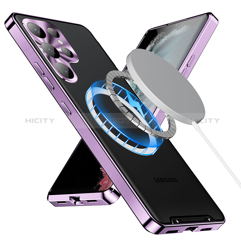 Samsung Galaxy S22 Ultra 5G用ケース 高級感 手触り良い メタル兼プラスチック バンパー Mag-Safe 磁気 Magnetic LK2 サムスン 