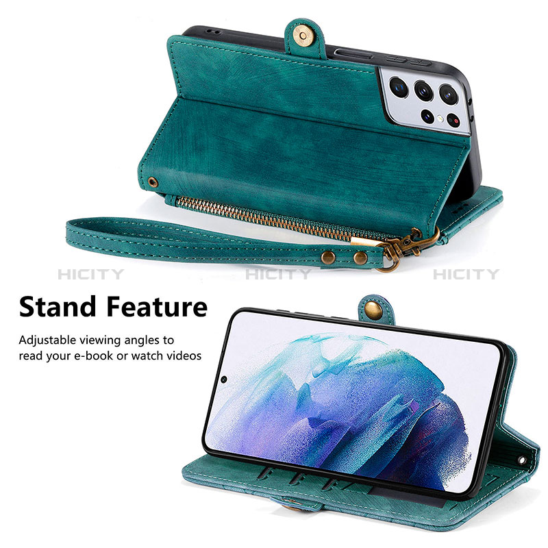 Samsung Galaxy S22 Ultra 5G用手帳型 レザーケース スタンド カバー S17D サムスン 