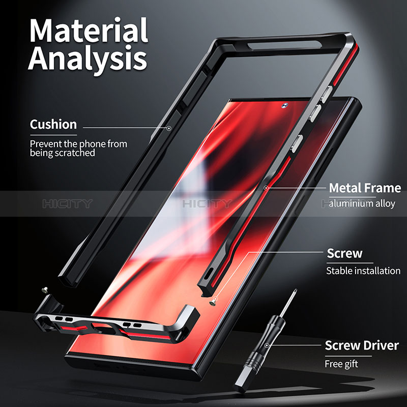 Samsung Galaxy S22 Ultra 5G用ケース 高級感 手触り良い アルミメタル 製の金属製 バンパー カバー LK1 サムスン 