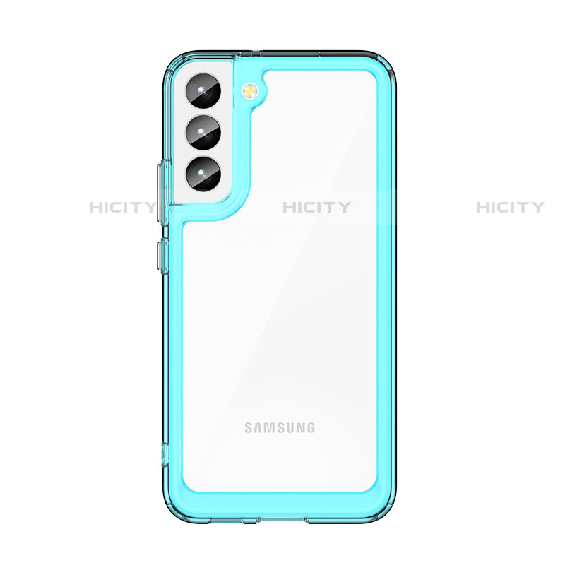 Samsung Galaxy S23 5G用ハイブリットバンパーケース クリア透明 プラスチック カバー M03 サムスン シアン