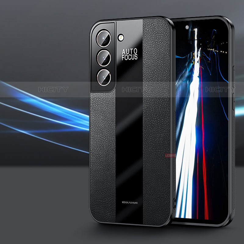 Samsung Galaxy S23 5G用シリコンケース ソフトタッチラバー レザー柄 カバー S07 サムスン ブラック