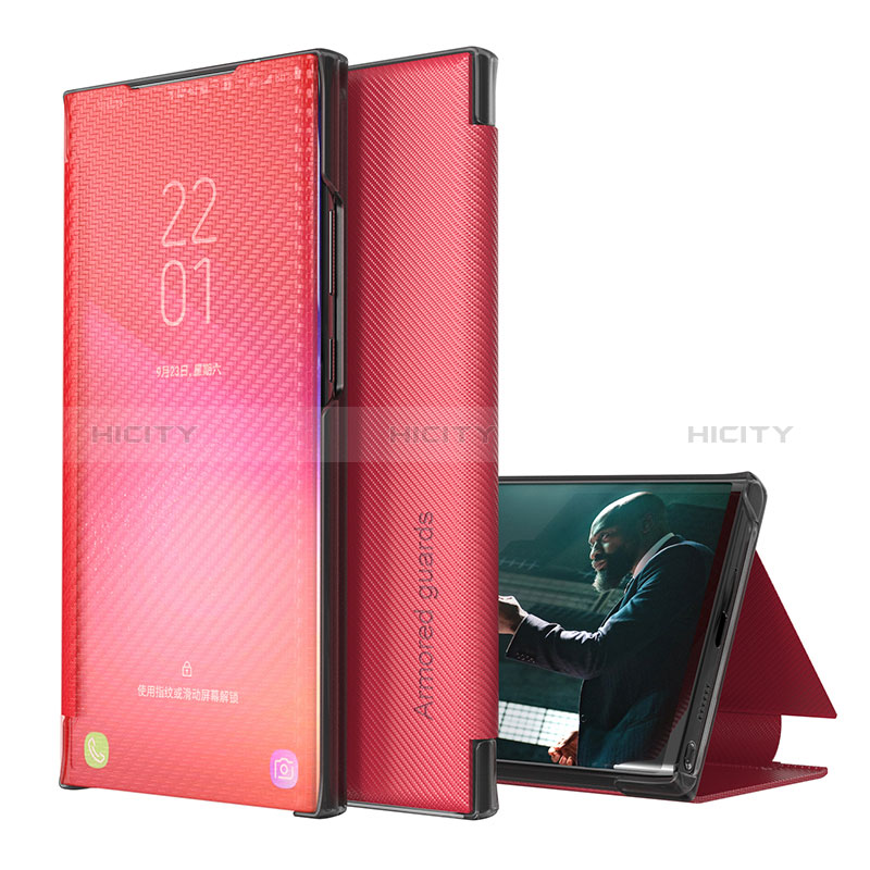 Samsung Galaxy S23 5G用手帳型 レザーケース スタンド カバー ZL1 サムスン レッド