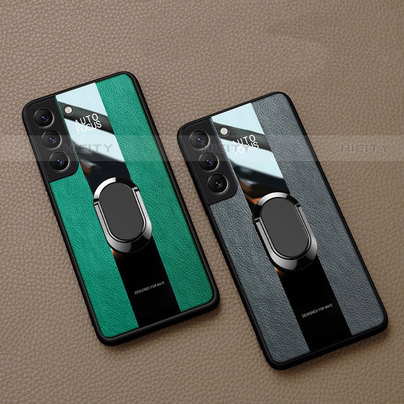 Samsung Galaxy S23 5G用シリコンケース ソフトタッチラバー レザー柄 アンド指輪 マグネット式 S04 サムスン