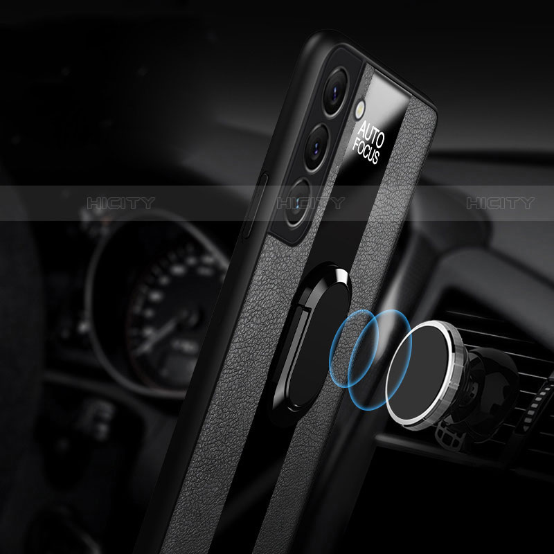 Samsung Galaxy S23 5G用シリコンケース ソフトタッチラバー レザー柄 アンド指輪 マグネット式 S04 サムスン