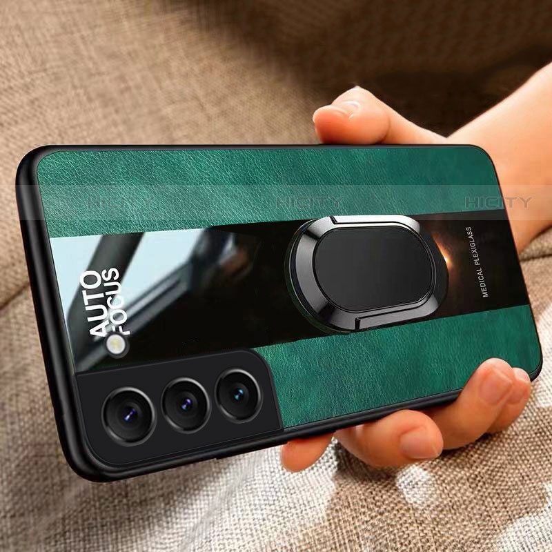 Samsung Galaxy S23 5G用シリコンケース ソフトタッチラバー レザー柄 アンド指輪 マグネット式 S04 サムスン