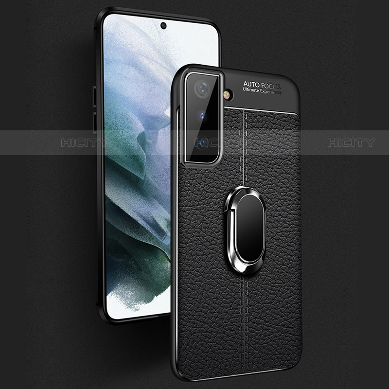 Samsung Galaxy S23 5G用シリコンケース ソフトタッチラバー レザー柄 アンド指輪 マグネット式 サムスン