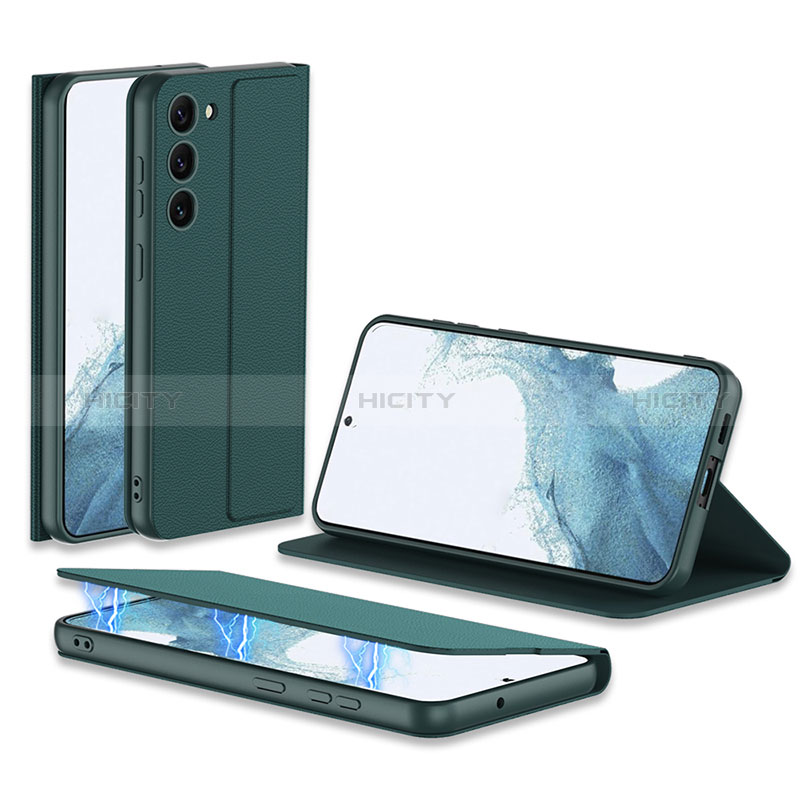 Samsung Galaxy S23 Plus 5G用手帳型 レザーケース スタンド カバー AC1 サムスン グリーン