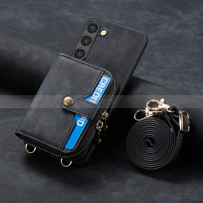Samsung Galaxy S23 Plus 5G用シリコンケース ソフトタッチラバー レザー柄 カバー SD3 サムスン ブラック