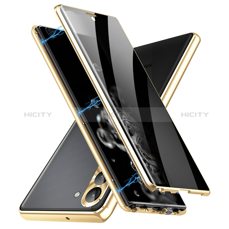 Samsung Galaxy S23 Plus 5G用ケース 高級感 手触り良い アルミメタル 製の金属製 360度 フルカバーバンパー 鏡面 カバー LK2 サムスン ゴールド