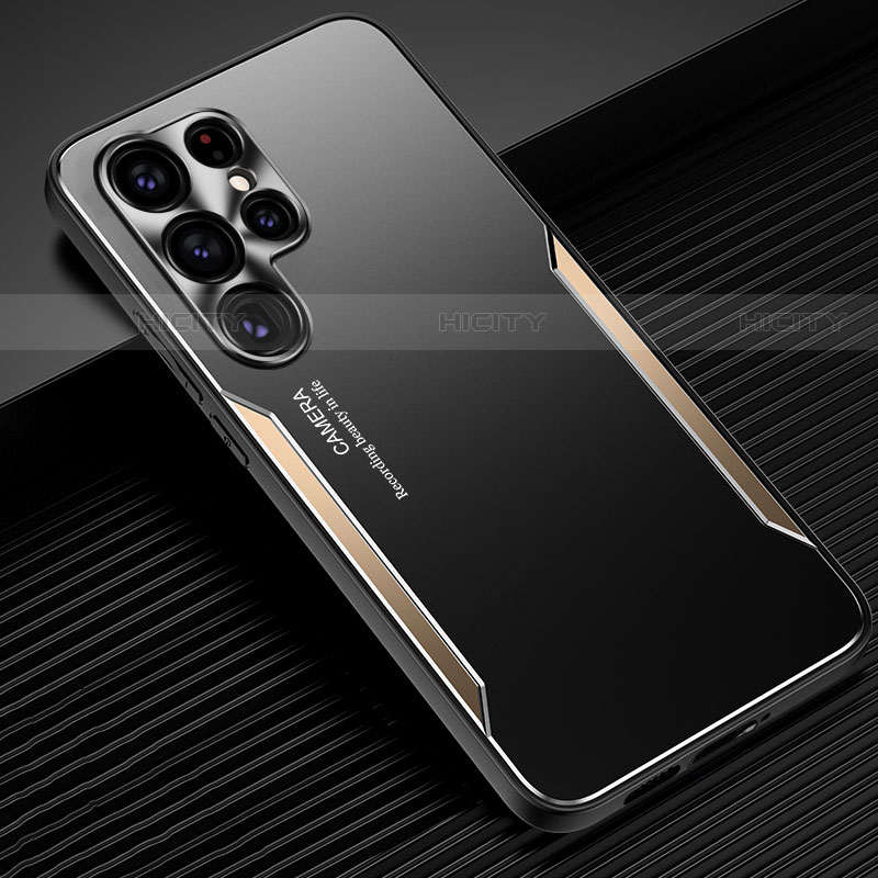 Samsung Galaxy S23 Ultra 5G用ケース 高級感 手触り良い アルミメタル 製の金属製 兼シリコン カバー M03 サムスン ゴールド