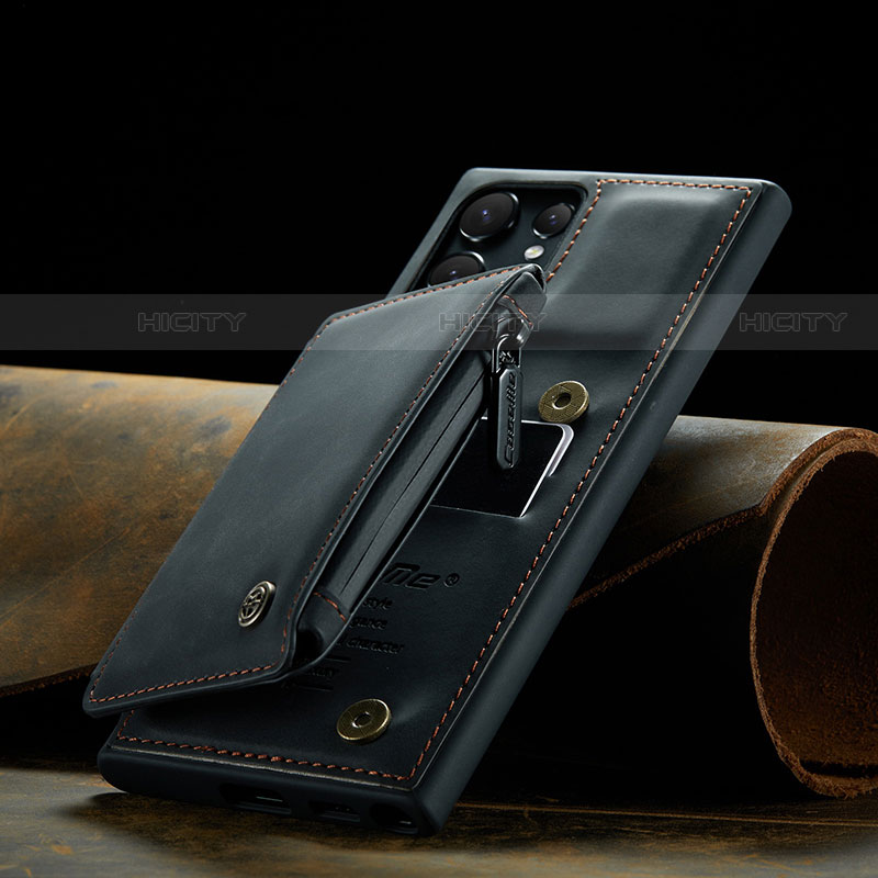 Samsung Galaxy S23 Ultra 5G用ケース 高級感 手触り良いレザー柄 C02S サムスン ブラック
