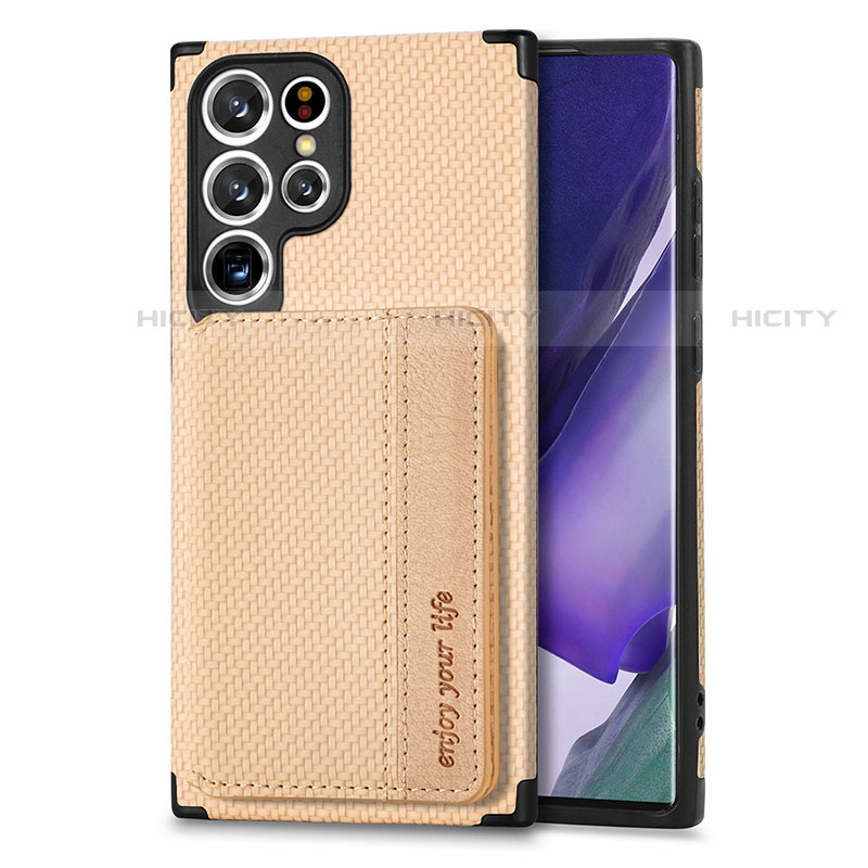 Samsung Galaxy S23 Ultra 5G用極薄ソフトケース シリコンケース 耐衝撃 全面保護 マグネット式 バンパー S04D サムスン ゴールド