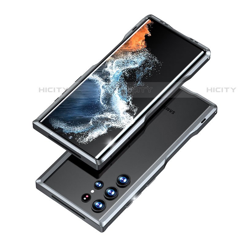 Samsung Galaxy S23 Ultra 5G用ケース 高級感 手触り良い アルミメタル 製の金属製 バンパー カバー A03 サムスン グレー