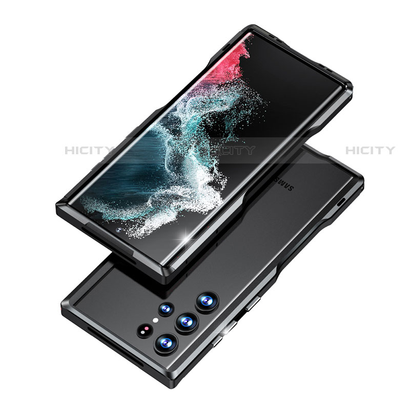 Samsung Galaxy S23 Ultra 5G用ケース 高級感 手触り良い アルミメタル 製の金属製 バンパー カバー A03 サムスン ブラック