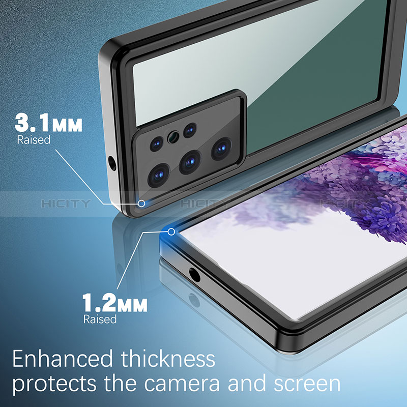 Samsung Galaxy S23 Ultra 5G用完全防水ケース ハイブリットバンパーカバー 高級感 手触り良い 360度 W02 サムスン ブラック