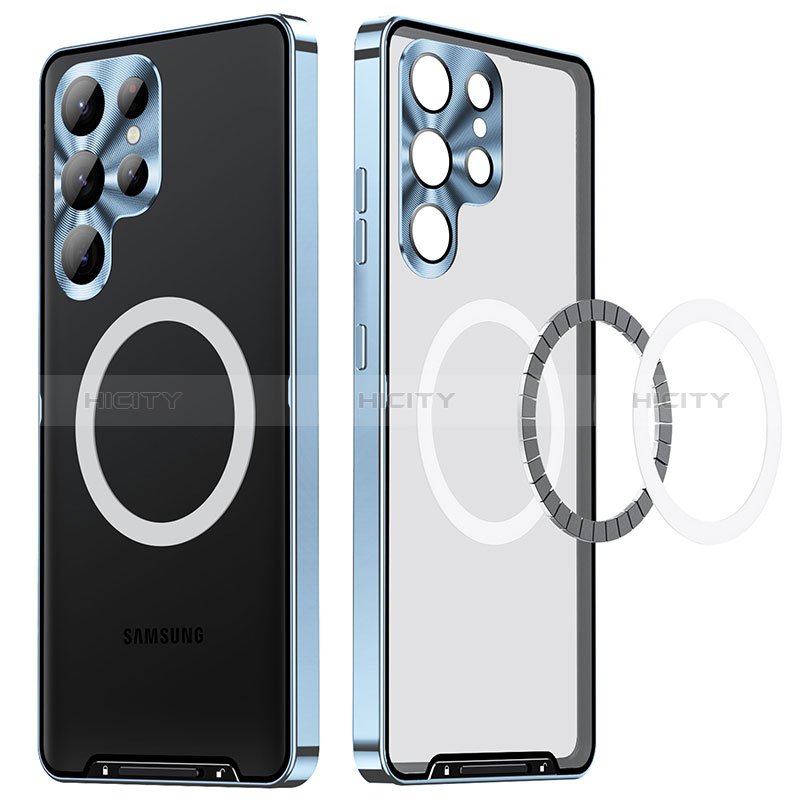 Samsung Galaxy S23 Ultra 5G用ケース 高級感 手触り良い メタル兼プラスチック バンパー Mag-Safe 磁気 Magnetic LK2 サムスン ネイビー