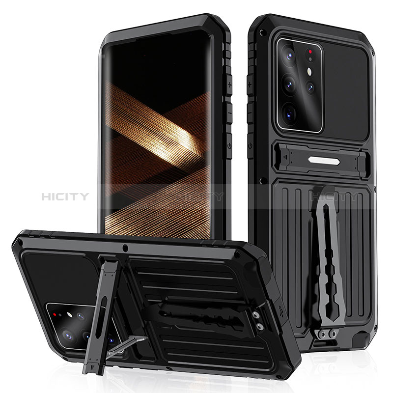 Samsung Galaxy S23 Ultra 5G用360度 フルカバー ケース 高級感 手触り良い アルミメタル 製の金属製 LK2 サムスン ブラック