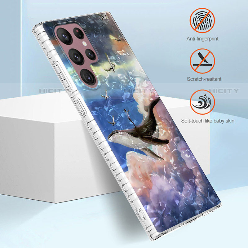Samsung Galaxy S23 Ultra 5G用シリコンケース ソフトタッチラバー バタフライ パターン カバー Y07B サムスン 