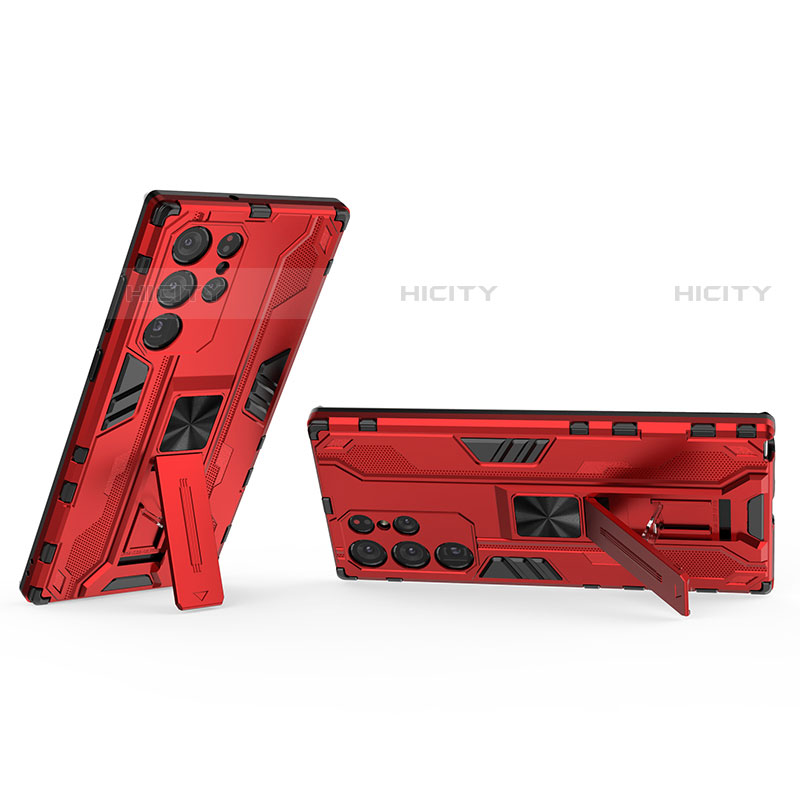 Samsung Galaxy S23 Ultra 5G用ハイブリットバンパーケース スタンド プラスチック 兼シリコーン カバー マグネット式 A01 サムスン 