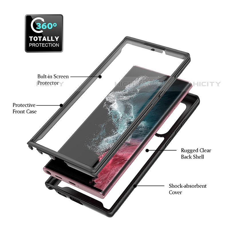 Samsung Galaxy S23 Ultra 5G用360度 フルカバー ハイブリットバンパーケース クリア透明 プラスチック カバー M03 サムスン 