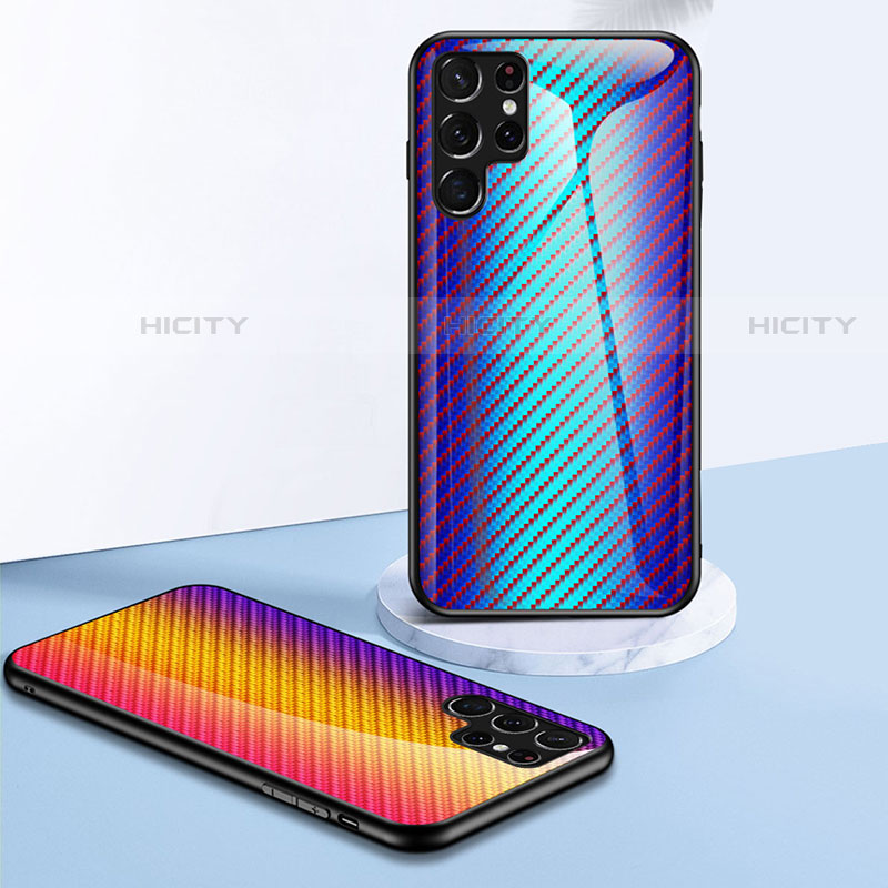 Samsung Galaxy S23 Ultra 5G用ハイブリットバンパーケース プラスチック 鏡面 虹 グラデーション 勾配色 カバー M01 サムスン 