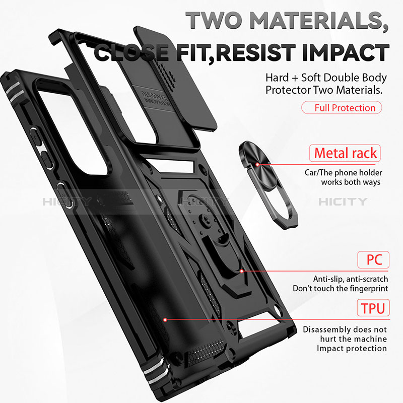 Samsung Galaxy S23 Ultra 5G用ハイブリットバンパーケース プラスチック アンド指輪 マグネット式 MQ6 サムスン 