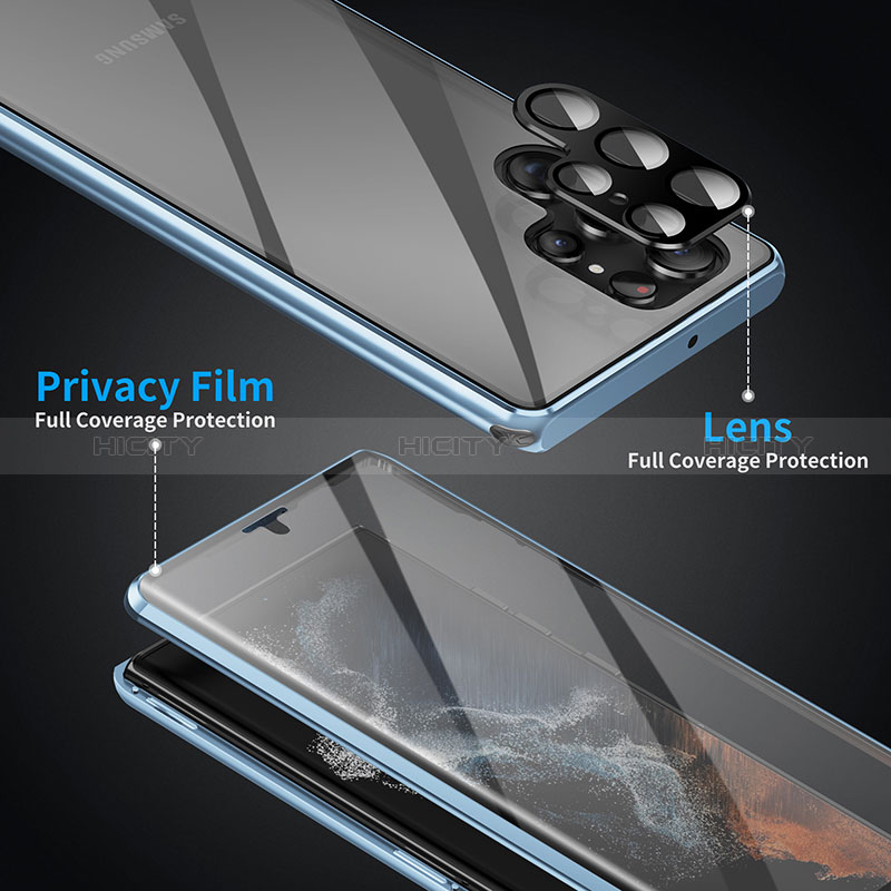 Samsung Galaxy S23 Ultra 5G用ケース 高級感 手触り良い アルミメタル 製の金属製 360度 フルカバーバンパー 鏡面 カバー LK1 サムスン 