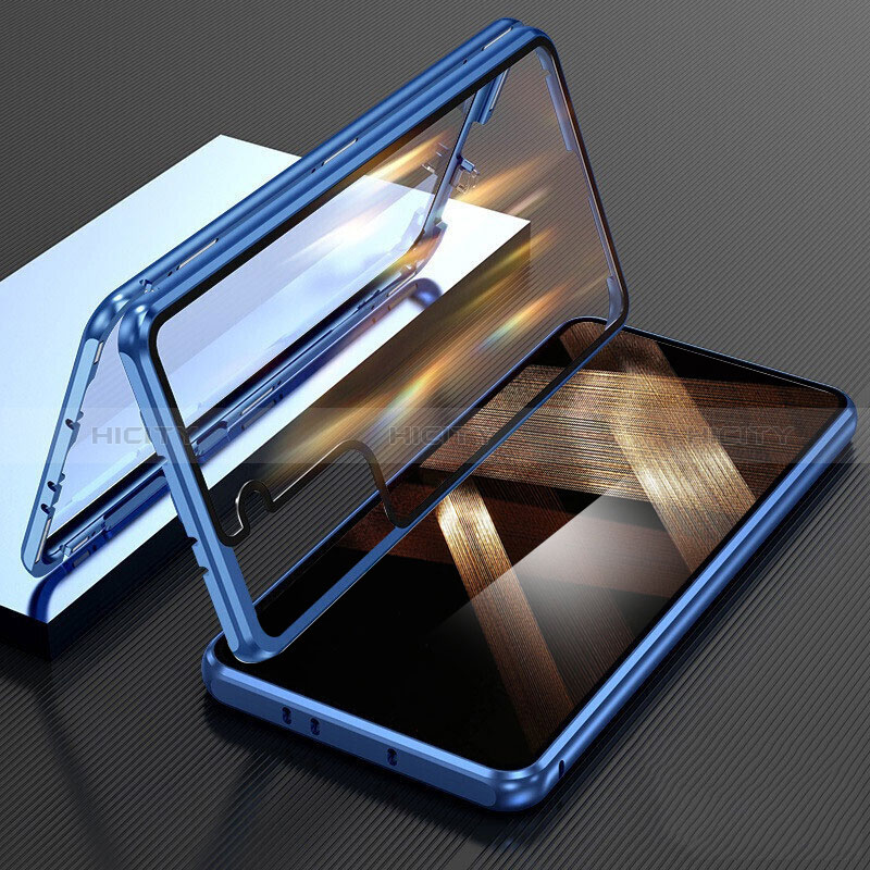 Samsung Galaxy S24 5G用ケース 高級感 手触り良い アルミメタル 製の金属製 360度 フルカバーバンパー 鏡面 カバー M01 サムスン ネイビー