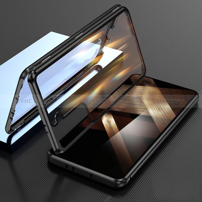Samsung Galaxy S24 5G用ケース 高級感 手触り良い アルミメタル 製の金属製 360度 フルカバーバンパー 鏡面 カバー M01 サムスン ブラック