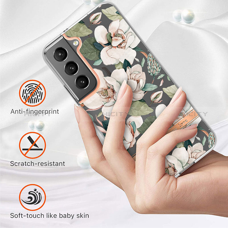 Samsung Galaxy S24 5G用シリコンケース ソフトタッチラバー 花 カバー サムスン 