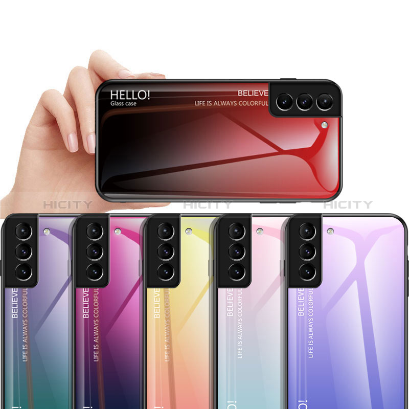 Samsung Galaxy S24 5G用ハイブリットバンパーケース プラスチック 鏡面 虹 グラデーション 勾配色 カバー M02 サムスン 