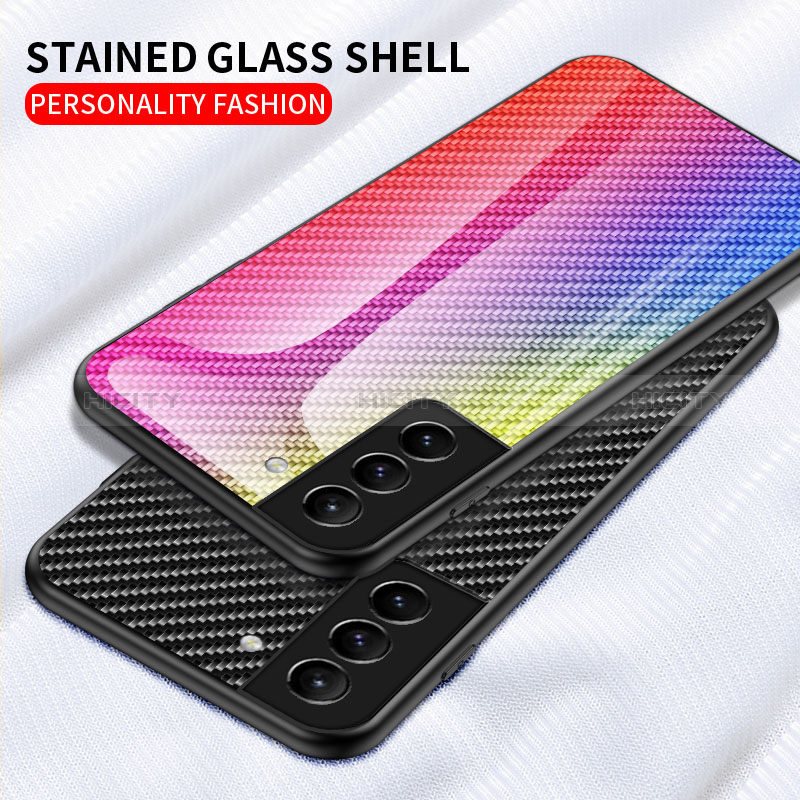 Samsung Galaxy S24 5G用ハイブリットバンパーケース プラスチック 鏡面 虹 グラデーション 勾配色 カバー M01 サムスン 