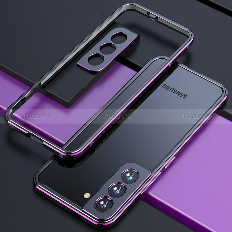 Samsung Galaxy S24 Plus 5G用ケース 高級感 手触り良い アルミメタル 製の金属製 バンパー カバー A02 サムスン パープル