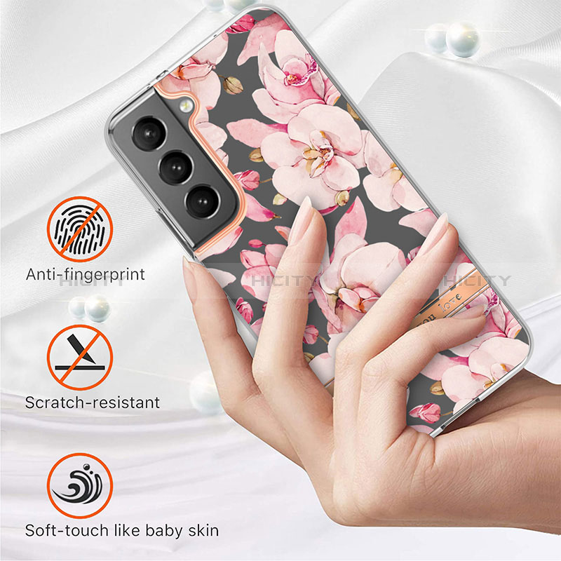 Samsung Galaxy S24 Plus 5G用シリコンケース ソフトタッチラバー 花 カバー サムスン 