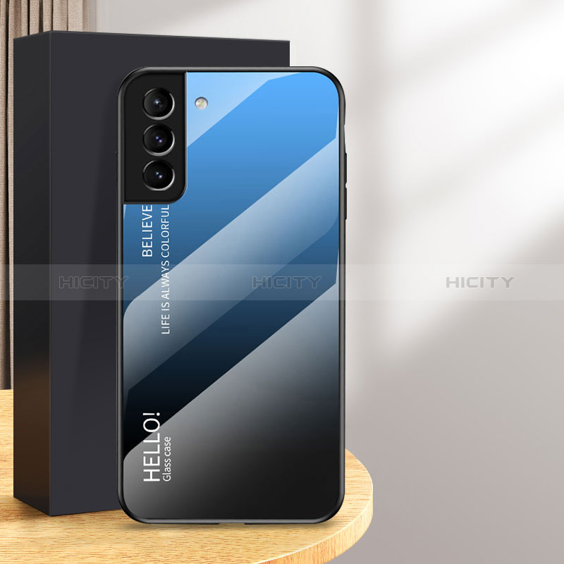 Samsung Galaxy S24 Plus 5G用ハイブリットバンパーケース プラスチック 鏡面 虹 グラデーション 勾配色 カバー M02 サムスン 
