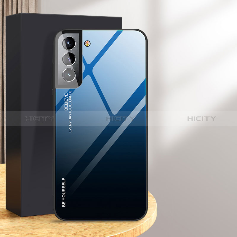 Samsung Galaxy S24 Plus 5G用ハイブリットバンパーケース プラスチック 鏡面 虹 グラデーション 勾配色 カバー サムスン 