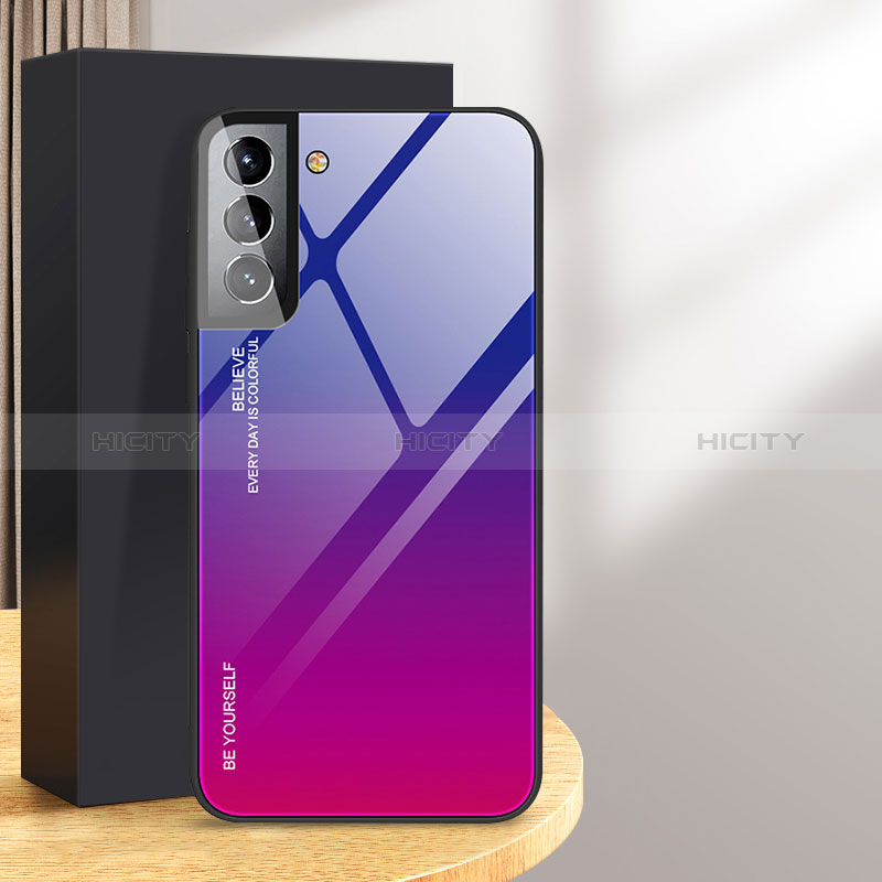 Samsung Galaxy S24 Plus 5G用ハイブリットバンパーケース プラスチック 鏡面 虹 グラデーション 勾配色 カバー サムスン 