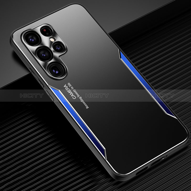 Samsung Galaxy S24 Ultra 5G用ケース 高級感 手触り良い アルミメタル 製の金属製 兼シリコン カバー M03 サムスン ネイビー