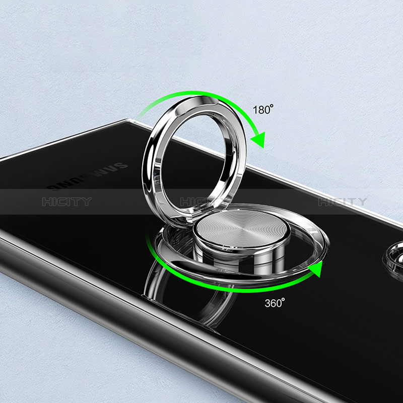 Samsung Galaxy S24 Ultra 5G用極薄ソフトケース シリコンケース 耐衝撃 全面保護 クリア透明 アンド指輪 マグネット式 S05 サムスン 
