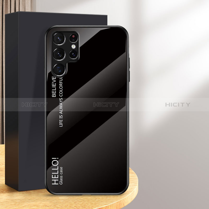 Samsung Galaxy S24 Ultra 5G用ハイブリットバンパーケース プラスチック 鏡面 虹 グラデーション 勾配色 カバー M02 サムスン 