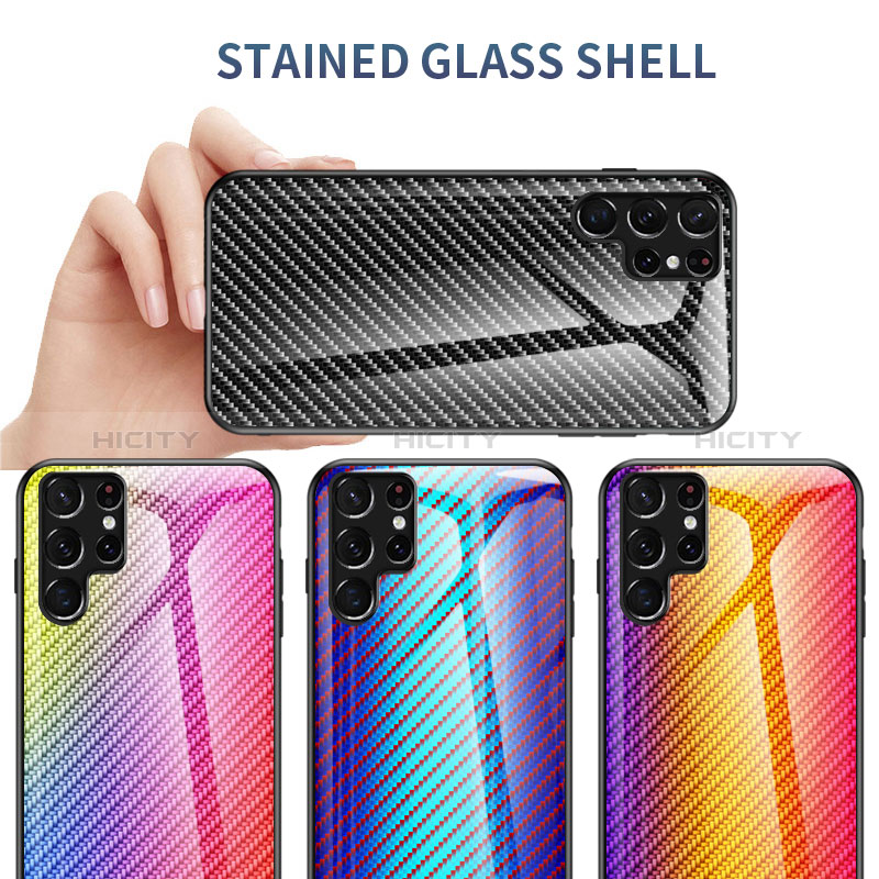 Samsung Galaxy S24 Ultra 5G用ハイブリットバンパーケース プラスチック 鏡面 虹 グラデーション 勾配色 カバー M01 サムスン 