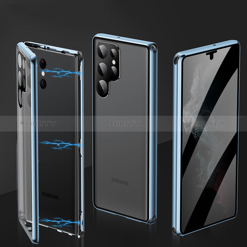 Samsung Galaxy S24 Ultra 5G用ケース 高級感 手触り良い アルミメタル 製の金属製 360度 フルカバーバンパー 鏡面 カバー LK1 サムスン 