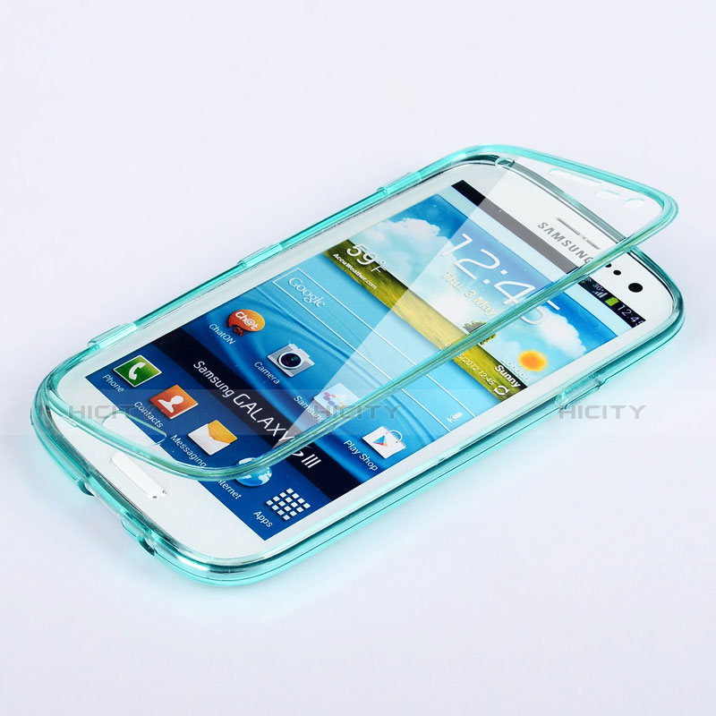 Samsung Galaxy S3 4G i9305用ソフトケース フルカバー クリア透明 サムスン ブルー