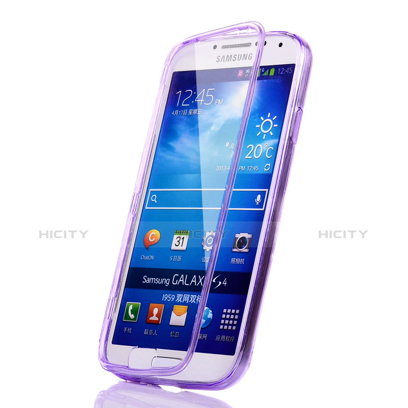 Samsung Galaxy S4 i9500 i9505用ソフトケース フルカバー クリア透明 サムスン パープル